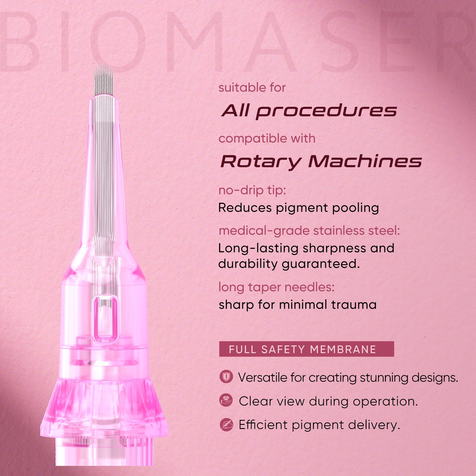 0411U-0.18mm Curve Flat Biomaser Pinky Pro Permanent Makeup Needle Cartridges for standard tattoo pen machine