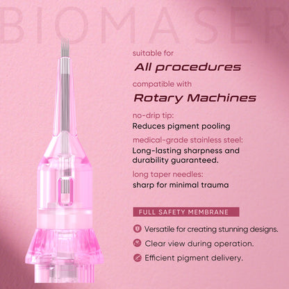 F FLAT Biomaser Pinky Pro Tattoo Permanent Makeup Needle Cartridges for standard tattoo pen machine