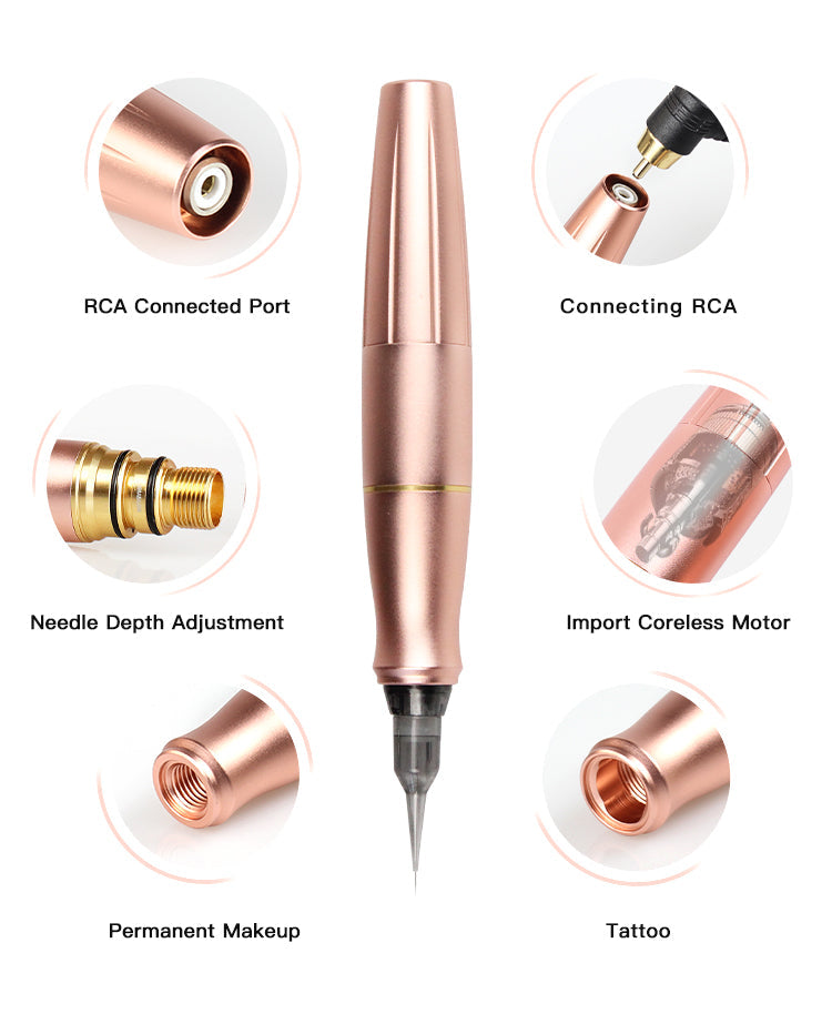 PMU Tattoo Machine Kit with CTGE004 Double Head for Universal Tattoo Cartridge Needle & BMX Screw Needle Thunderlord P90