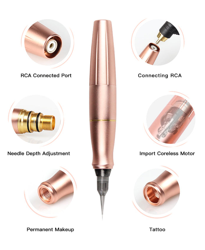 PMU Tattoo Machine Kit with CTGE004 Double Head for Universal Tattoo Cartridge Needle & BMX Screw Needle Thunderlord P90