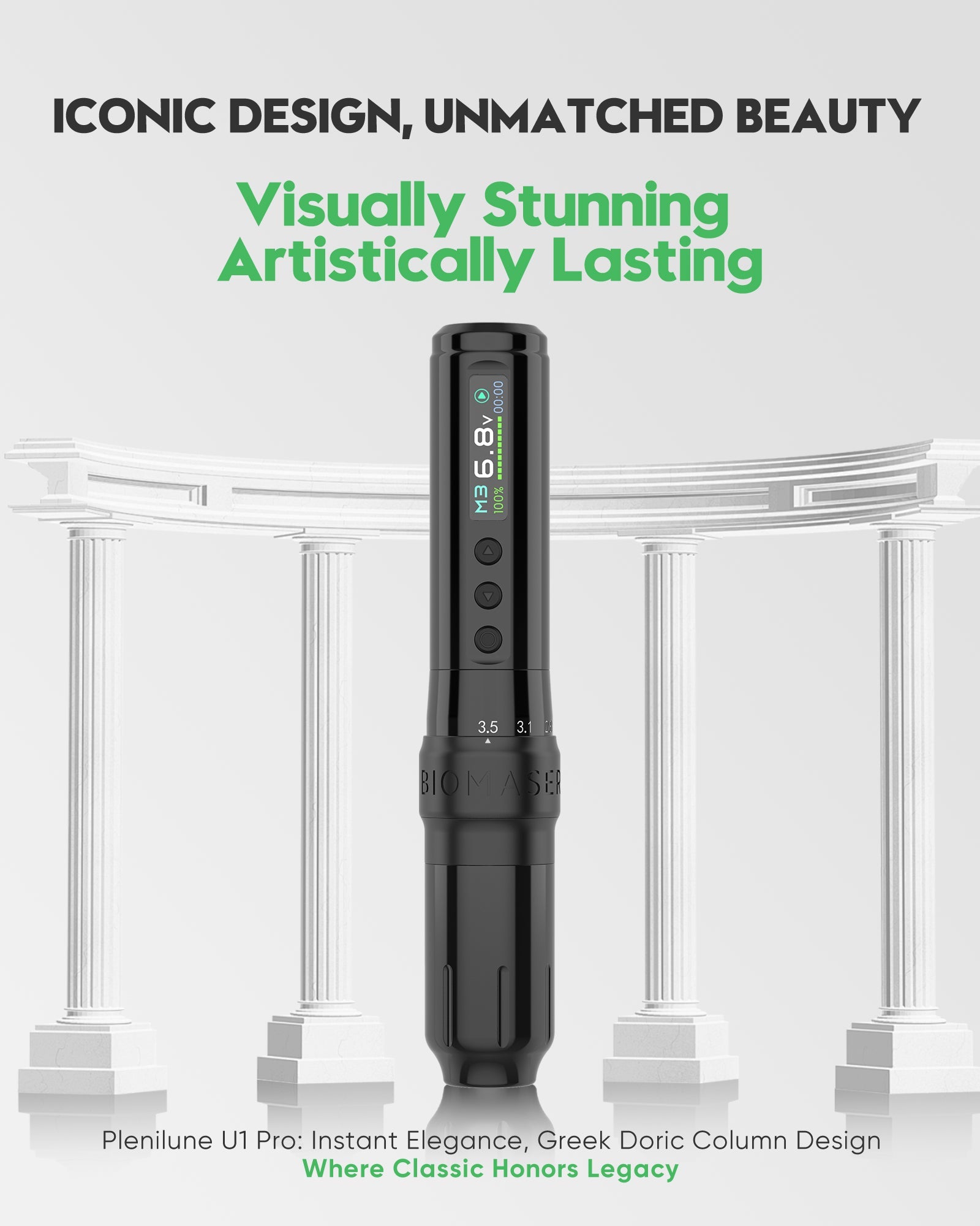 Biomaser Plenilune U1 Pro Wireless Tattoo & PMU Machine With Adjustable Stroke