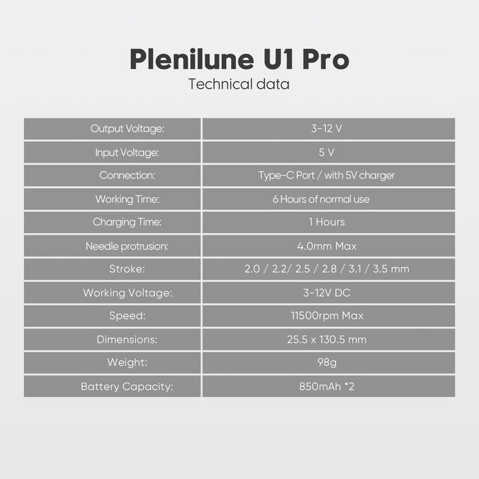 Biomaser Plenilune U1 Pro Wireless Tattoo & PMU Machine With Adjustable Stroke
