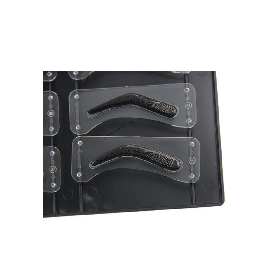 Microblading Eyebrow Design Shapes Reusable Stamp Type Stencil Set - 12