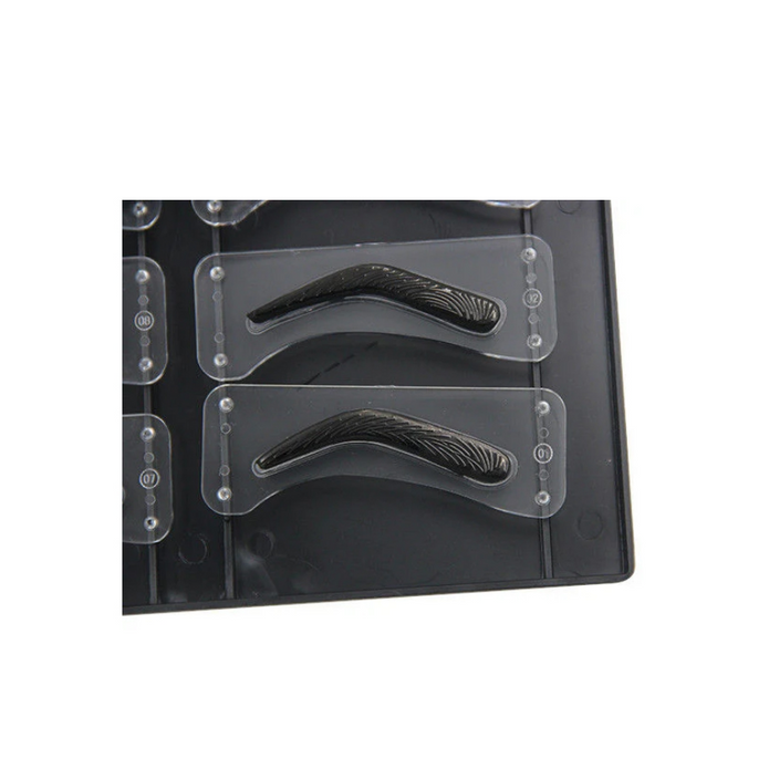 Microblading Eyebrow Design Shapes Reusable Stamp Type Stencil Set - 12